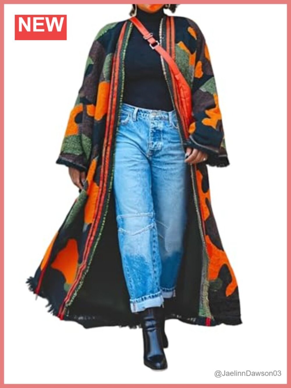 Fringe Knit Cardigan Long Open Front Duster Sweater